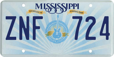 MS license plate ZNF724