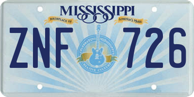 MS license plate ZNF726