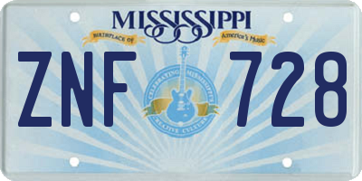 MS license plate ZNF728