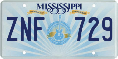 MS license plate ZNF729