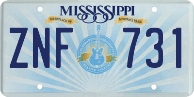 MS license plate ZNF731