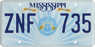 MS license plate ZNF735