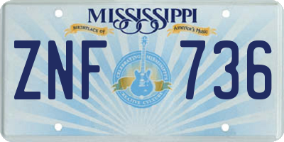 MS license plate ZNF736