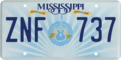 MS license plate ZNF737