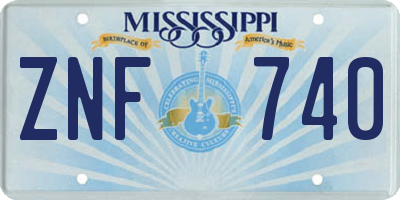 MS license plate ZNF740
