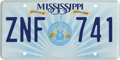 MS license plate ZNF741