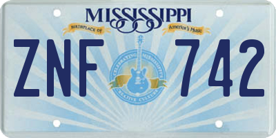 MS license plate ZNF742