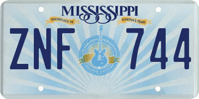 MS license plate ZNF744