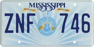 MS license plate ZNF746