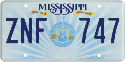 MS license plate ZNF747