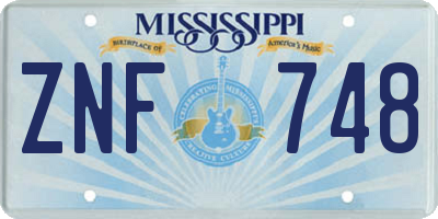 MS license plate ZNF748