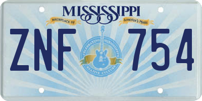 MS license plate ZNF754