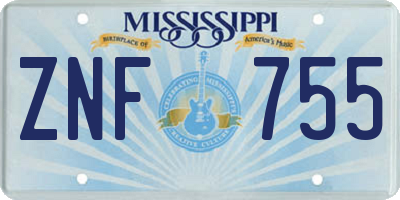 MS license plate ZNF755