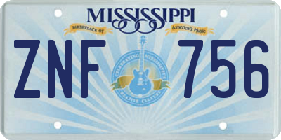 MS license plate ZNF756