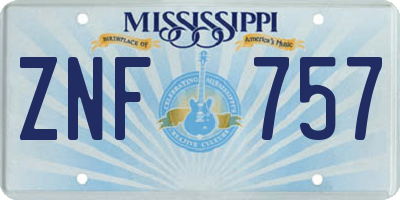 MS license plate ZNF757