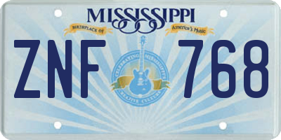 MS license plate ZNF768