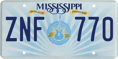 MS license plate ZNF770