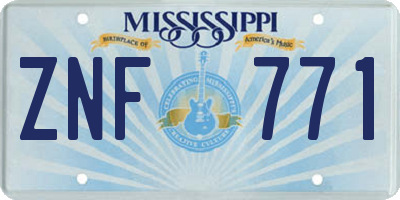 MS license plate ZNF771