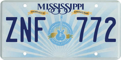 MS license plate ZNF772