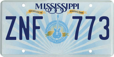 MS license plate ZNF773