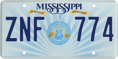 MS license plate ZNF774