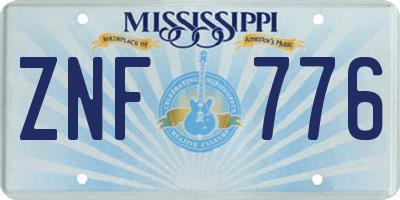MS license plate ZNF776