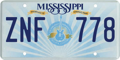 MS license plate ZNF778