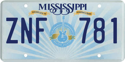 MS license plate ZNF781