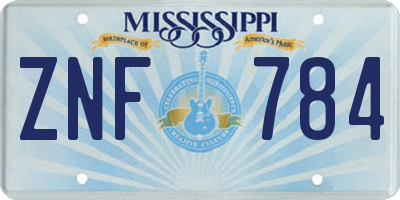 MS license plate ZNF784