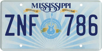 MS license plate ZNF786