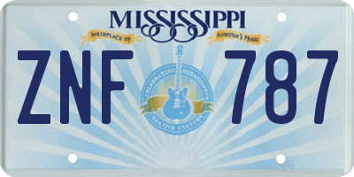 MS license plate ZNF787