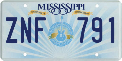 MS license plate ZNF791