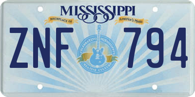 MS license plate ZNF794