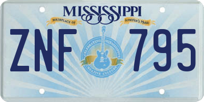 MS license plate ZNF795
