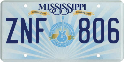 MS license plate ZNF806