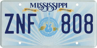 MS license plate ZNF808