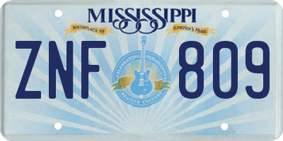 MS license plate ZNF809
