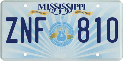 MS license plate ZNF810