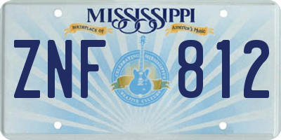MS license plate ZNF812