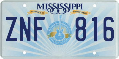 MS license plate ZNF816
