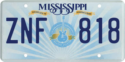 MS license plate ZNF818