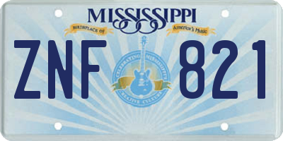 MS license plate ZNF821