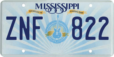 MS license plate ZNF822