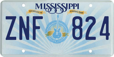 MS license plate ZNF824