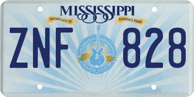 MS license plate ZNF828