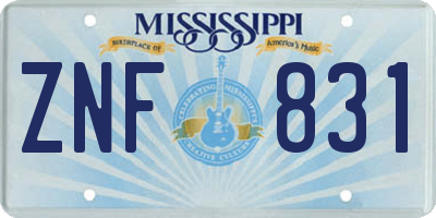 MS license plate ZNF831