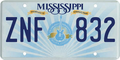 MS license plate ZNF832