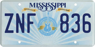 MS license plate ZNF836