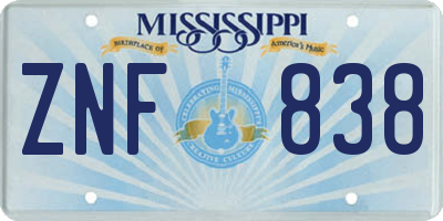 MS license plate ZNF838