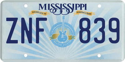 MS license plate ZNF839